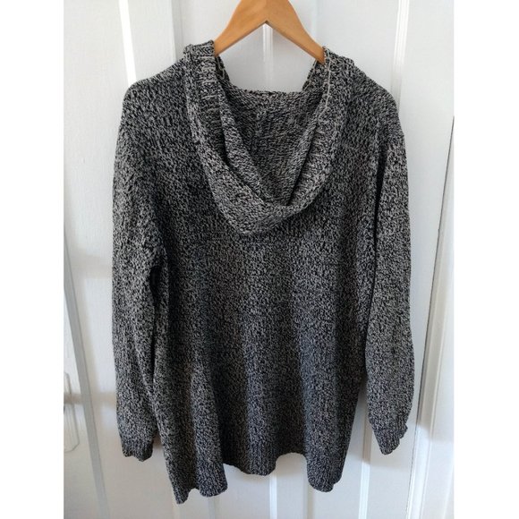 Vintage Black and White Melange Knit Hoodie - Picture 4 of 5